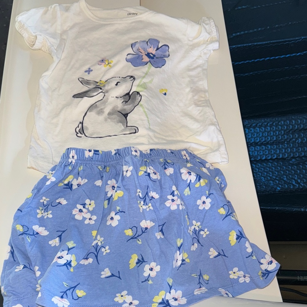 Carter's White and Blue Bunny Pajama Set